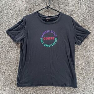 Guess Shirt Adult Extra Small Black Short Sleeve Classic Style Preppy Cotton 90s